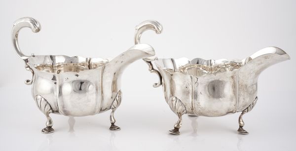 TWO SIMILAR SILVER SAUCEBOATS (2)