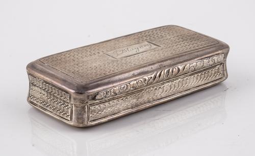 A GEORGE IV SILVER RECTANGULAR SNUFF-BOX