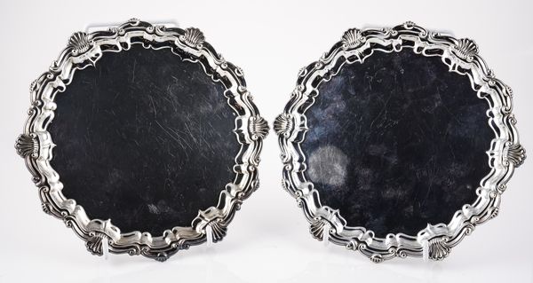 A PAIR OF SILVER SALVERS (2)