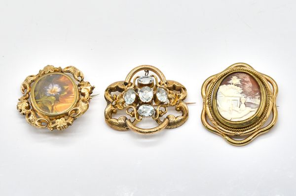 THREE ANTIQUE BROOCHES (3)