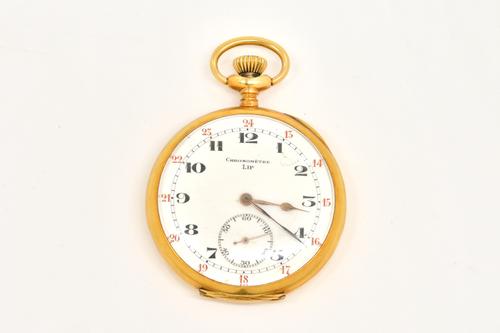 A GOLD CASED KEYLESS WIND OPENFACED GENTLEMAN'S POCKET WATCH