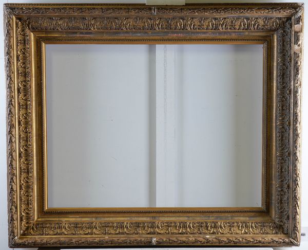 A PLASTER GILT FRAME WITH REPEAT ACANTHUS LEAF PATTERN, WITH SHOT SLIP