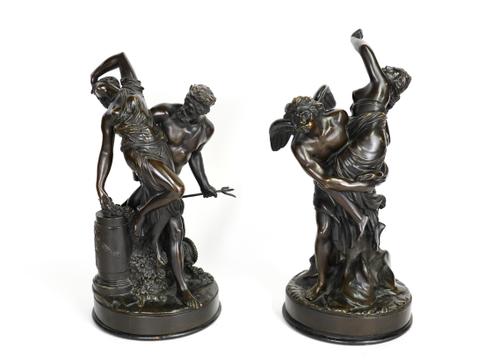 AFTER PIERRE LEPAUTRE (1660-1744): TWO FRENCH PATINATED BRONZE GROUPS DEPICTING THE ABDUCTION OF PSYCHE AND THE RAPE OF PROSERPINA