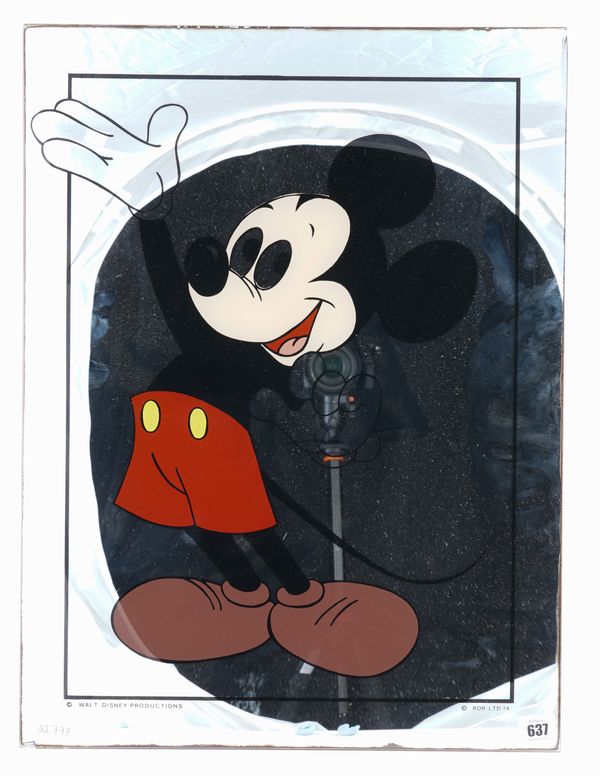 WALT DISNEY: A MIRROR WTIH TRANSFER PRINT OF MICKEY MOUSE