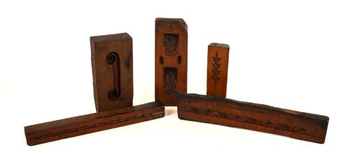 I.C. ROLFE: A BOXWOOD CARVED GESSO MOULD AND FOUR OTHERS (5)