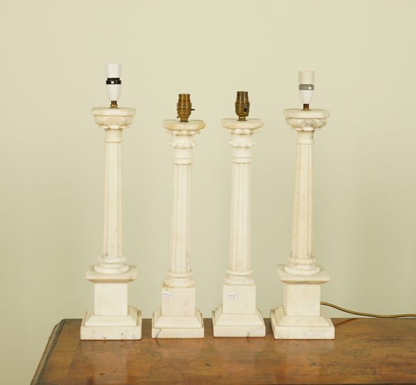 TWO PAIRS OF MARBLE CORINTHIAN COLUMN TABLE LAMPS (4)