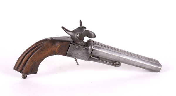 A PINFIRE DOUBLE-BARRELLED PISTOL