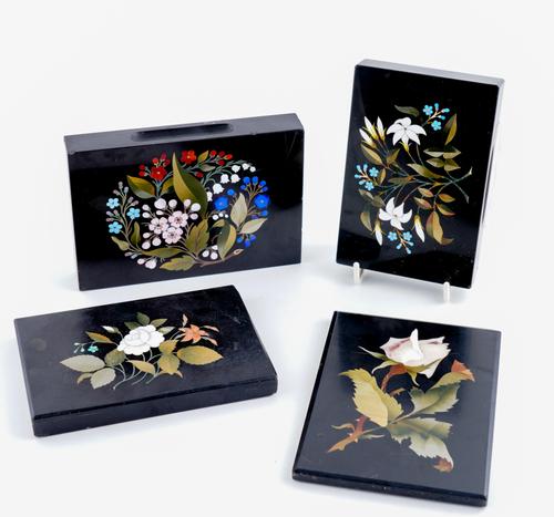 TWO ASHFORD MARBLE PIETRA DURA PAPERWEIGHTS AND TWO OTHERS (4)