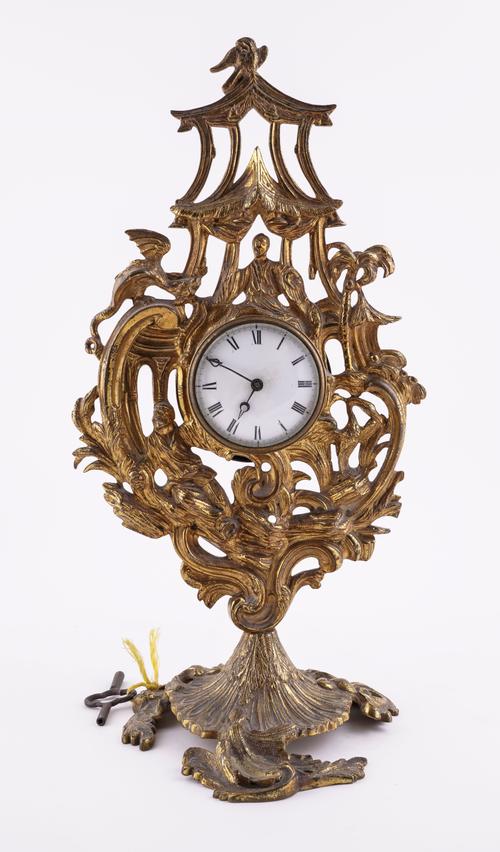 A VICTORIAN ROCOCO REVIVAL GILT-METAL TIMEPIECE