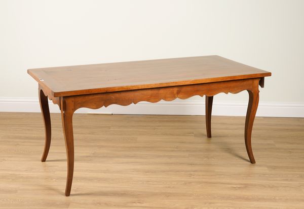 A 19TH CENTURY FRENCH FRUITWOOD DRAW LEAF EXTENDING KITCHEN TABLE