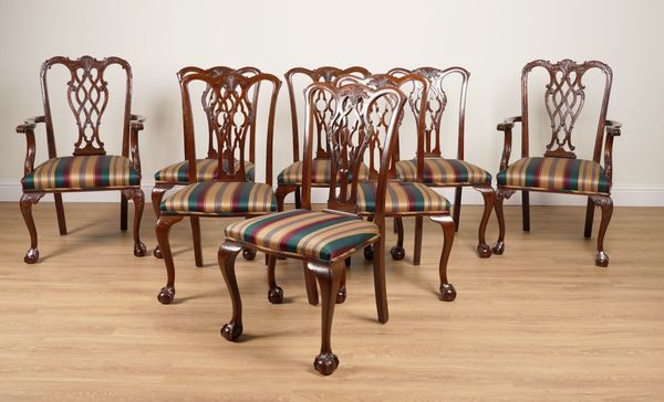 A SET OF EIGHT GEORGE III STYLE MAHOGANY DINING CHAIRS (8)