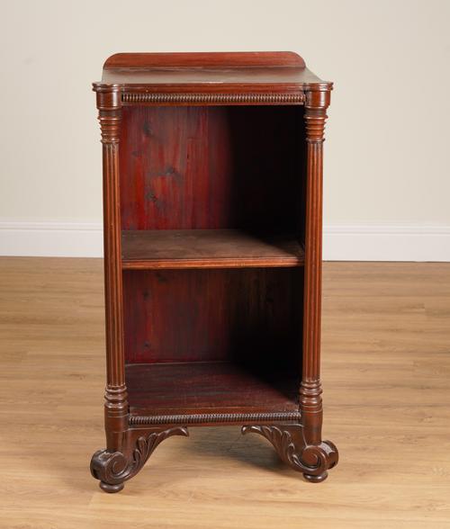 IN THE MANNER OF GILLOWS; A REGENCY STYLE MAHOGANY FLOOR STANDING TWO TIER BOOKCASE
