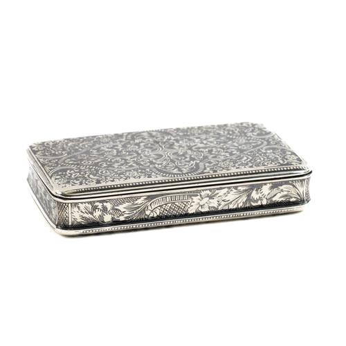 A FRENCH NIELLO DECORATED SILVER SNUFF BOX