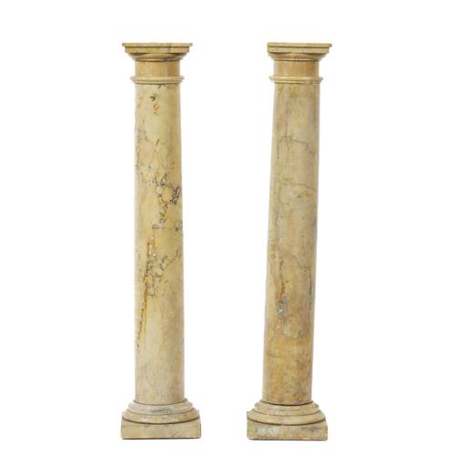 A PAIR OF SIENA MARBLE PEDESTAL DISPLAY COLUMNS (2)