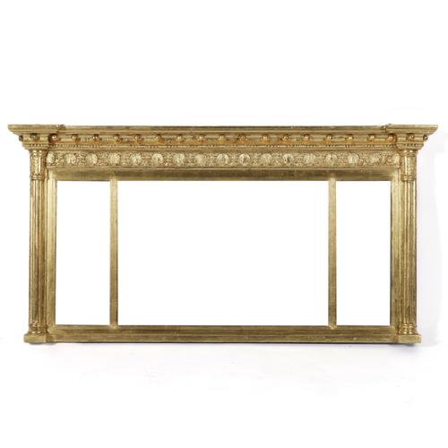 A 19TH CENTURY GILT FRAMED TRIPLE PLATE OVERMANTEL MIRROR
