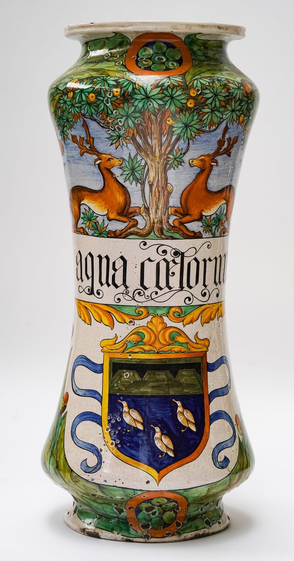 A LARGE MAIOLICA APOTHECARY DISPLAY ALBARELLO