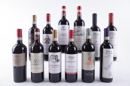 TEN BOTTLES CHIANTI AND TWO TUSCAN RED WINE