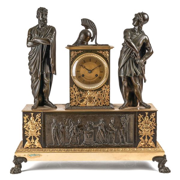 A FRENCH SECOND EMPIRE ORMOLU AND BRONZE MANTEL CLOCK DEPICTING THE SACRIFICE OF IPHIGENIA