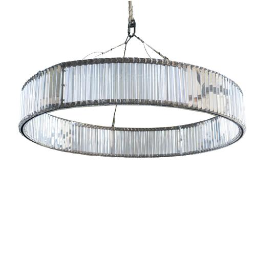 THREE CHROME-PLATED AND PRISM GLASS HANGING PENDANT LIGHT FRIEZES (3)