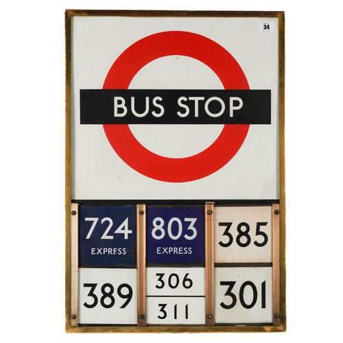 AN ENAMEL LONDON BUS STOP SIGN