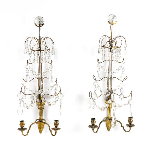 A PAIR OF SWEDISH TWIN LIGHT WALL APPLIQUES (2)