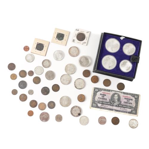 A GROUP OF CANADIAN COINS AND FURTHER ITEMS