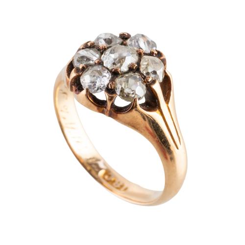 A VICTORIAN DIAMOND CLUSTER RING (2)