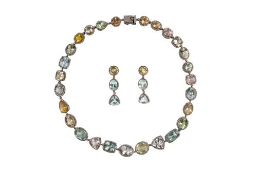 A GEMSET NECKLACE AND EARRINGS (5)