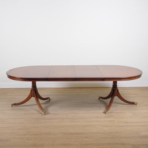 A GEORGE III STYLE MAHOGANY D-END DINING TABLE