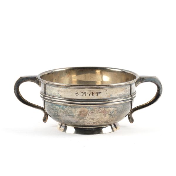 A SILVER TWIN HANDLED BOWL