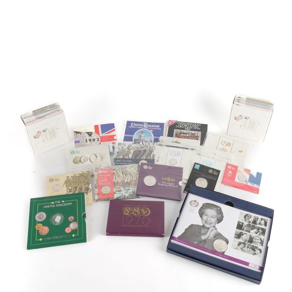 A GROUP OF BRITISH MOSTLY ROYAL MINT COLLECTOR'S COINS