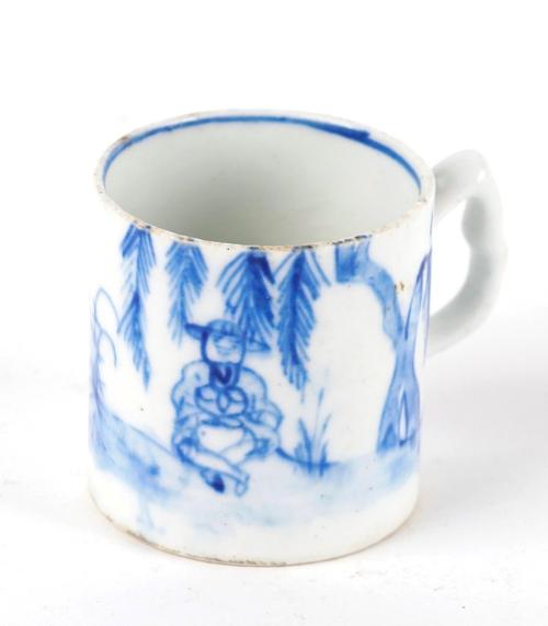 A BOW BLUE AND WHITE COFFEE CAN