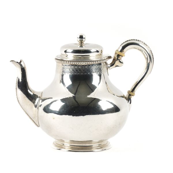 A VICTORIAN SILVER TEAPOT