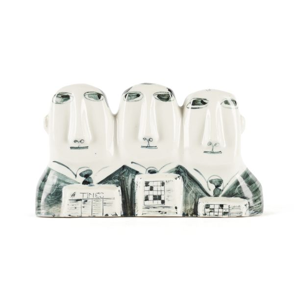 A RICHARD PARKINSON SLIP CAST PORCELAIN GROUP OF THREE CITY GENTS