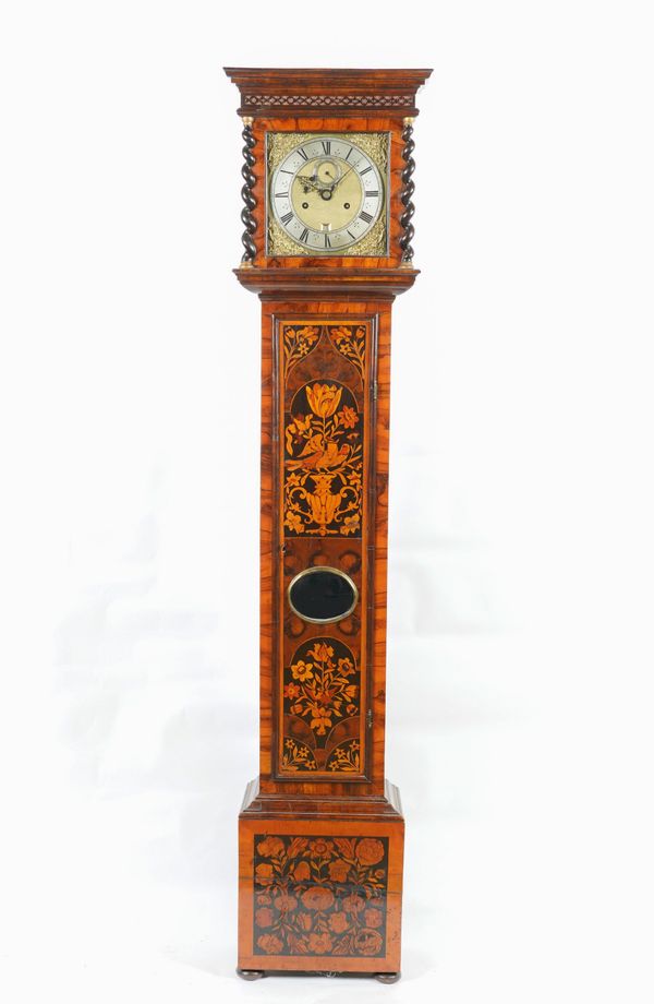 A WILLIAM III WALNUT AND MARQUETRY 10 INCH LONGCASE CLOCK