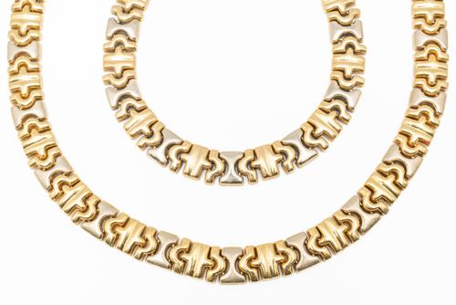 A BICOLOUR FANCY LINK NECKLACE