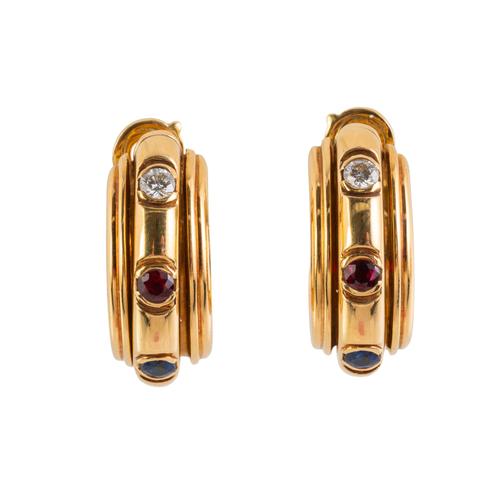 A PAIR OF MULTI GEM PIAGET EARRINGS (3)