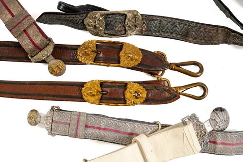 A GROUP OF BRITISH MILITARY OFFICER’S SWORD BELTS AND ACCOUTREMENTS
