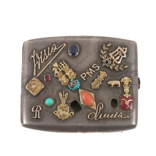 AN EAST EUROPEAN CURVED RECTANGULAR SILVER CIGARETTE CASE