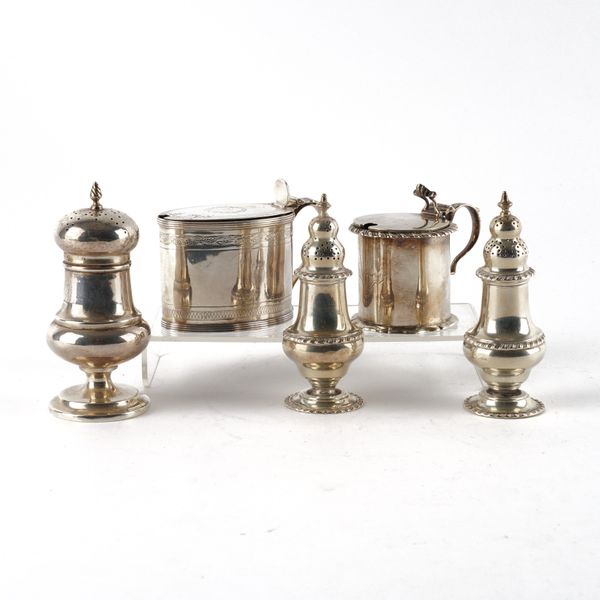 A GROUP OF SILVER CONDIMENTS (5)