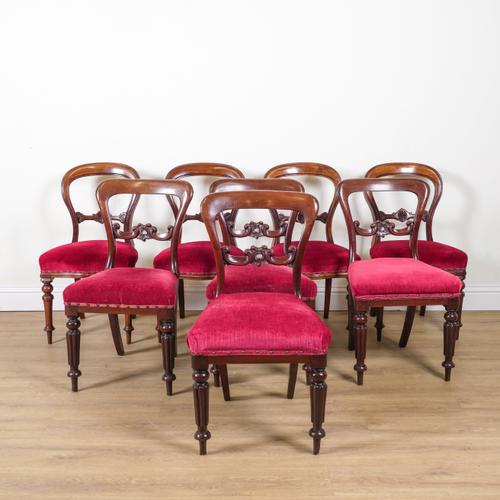 TWO SETS OF FOUR VICTORIAN MAHOGANY BALLOON BACK DINING CHAIRS (8)