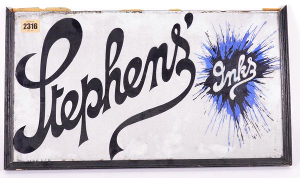 STEPHENS' INKS, AN ENAMEL ADVERTISING INK SPOT SIGN