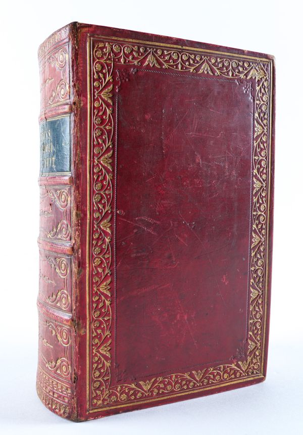 BEETON, Isabella Mary (1836-65). The Book of Household Management, London, 1861, 8vo, coloured frontispiece, title and 12 coloured plates, illustrations, contemporary red calf gilt. FIRST EDITION. RARE. Bitting p.32.