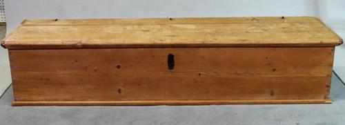 An early 20th century pine rectangular trunk