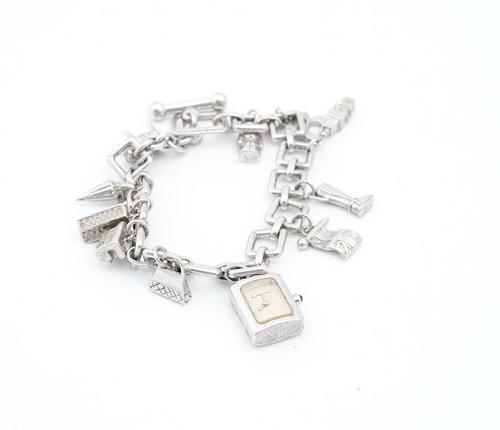 A BURBERRY SILVER CHARM BRACELET