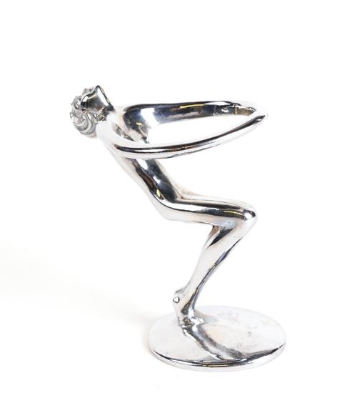 A CHROME PLATED CAR MASCOT MODELLED AS A DANCER
