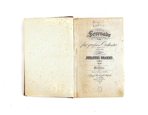 BRAHMS, Johannes (1833-97). Serenade D dur für grosses Orchester, [1860], contemporary boards.