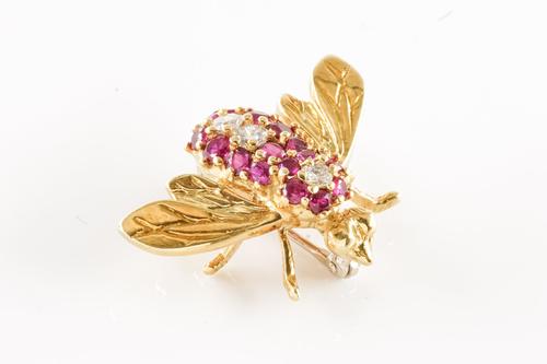A RUBY AND DIAMOND INSECT BROOCH