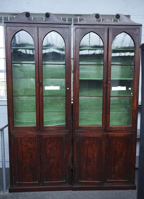 A PAIR OF 19TH-CENTURY AND LATER MAHOGANY BOOKCASE CABINETS (2)