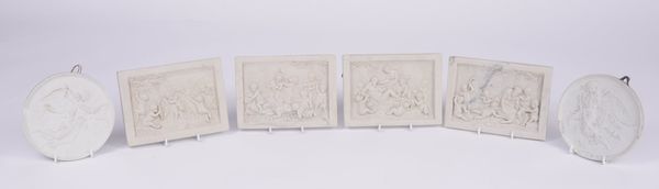 BING & GRONDHAL: A PAIR OF DANISH BISQUE PLAQUES OF 'DAY' AND 'NIGHT' (6)